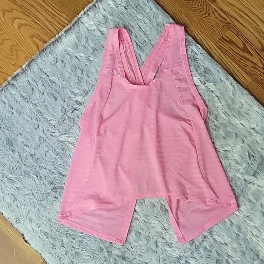 ZYIA Active Pink Striped Open Back Tank Top, Women's Size Small, Great Condition